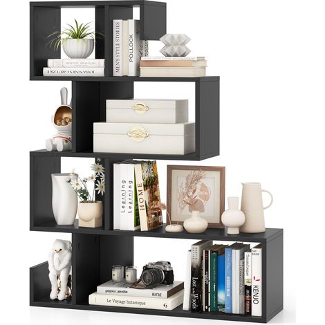 5-Tier S-Shaped Bookshelf Z-Shelf Bookcase Home Modern Display Shelf (1/5)