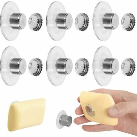 Lot de 6 porte-savons aimantés avec ventouses, conçus pour une utilisation sans perçage. Ces porte-savons magnétiques sont adaptés pour la salle de bain, l'évier, la baignoire et la cuisine (1/5)