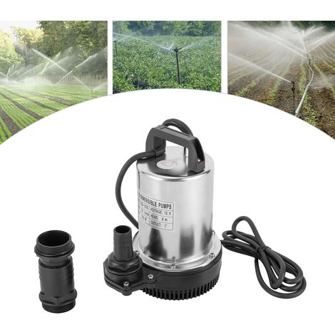 Pompa sommergibile, 160 W, 12 V, pompa per acqua sporca, in acciaio inox, 6000 l/h, alta pressione di consegna, pompa per laghetti da giardino e cisterne (1/5)