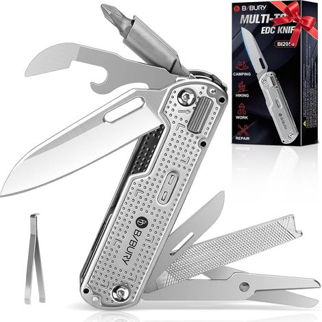 Couteau Multifonction EDC, Couteau de Survie en Acier inox, Couteau de Poche, Gadget Insolite Utile, Camping Accessoires (1/5)