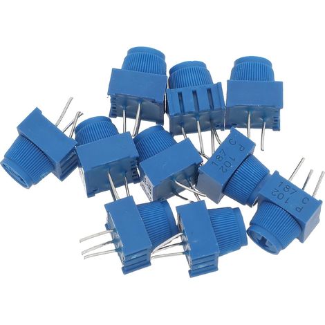 10 Pièces Bouton de Potentiomètre Vertical 3386p-1-102 Bleu Réglage Fin 1k Ohm, Plastique et Fer, Prototypage sur Breadboard, Contrôle de Tension (1/5)