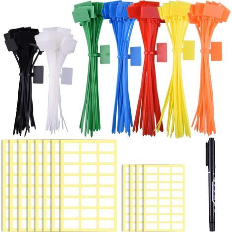 Bunte Etiketten für Elektrokabel, 4/6-Zoll-Markierungsbinder (100 Stück) (1/5)