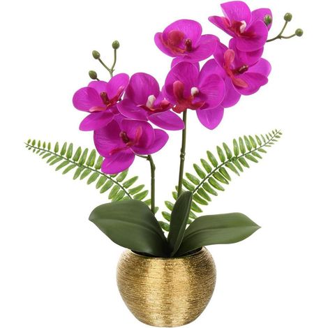 Kunstblumen Orchideen Phalaenopsis Topf Deko Wohnzimmer A-violett (1/5)