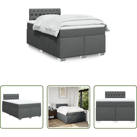 vidaXL Taschenfederkern -  Boxspringbett mit Matratze Dunkelgrau 120x190 cm Stoff (1/5)