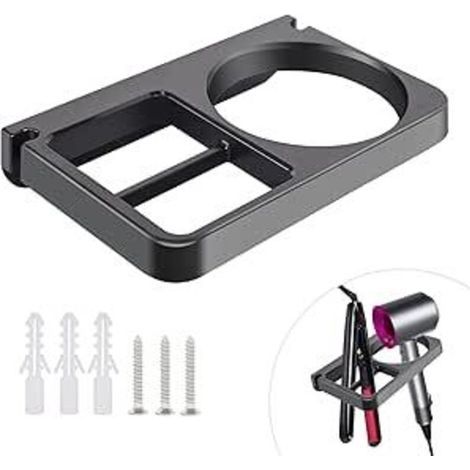 BUNTHAUS CSPARKV Noir Porte Seche Cheveux Mural Universel Support Seche Cheveux Support Seche Cheveux et Lisseur avec 3 Vis d'expansion Porte Seche Cheveux et Lisseur pour Hôtel Salle de Bains Salon (1/3)