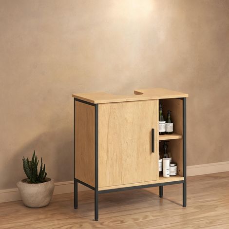 Meuble de salle de bain madeira e Preto 60 x 30 x 59,5 cm (1/5)