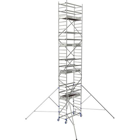 Tubesca Comabi – Échafaudage roulant aluminium Cross – Longueur 1,80m – Hauteur de plateau 7,85m – Charge max 200kg/m² – Stabilisateurs Ergoblock (1/5)