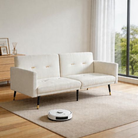Canapé-lit 2-en-1 — Canapé pliant multifonction avec dossier réglable — Canapé convertible adapté aussi bien aux salons qu'aux chambres à coucher — Beige (1/4)