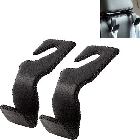 2-teiliges Set Kopfstützenhaken – Autozubehör – Haken – Leder/Edelstahl – Schwarz