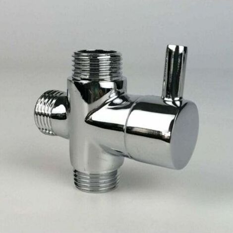 Vanne de dérivation, mâle G1/2 Robinet en laiton T adaptateur Chrome salle de bain douche robinet accessoires inverseur d'eau 3 voies vanne de remplissage mâle (1/5)