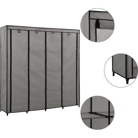 vidaXL Guardaroba con 4 Scomparti Grigio 175x45x170 cm (1/5)