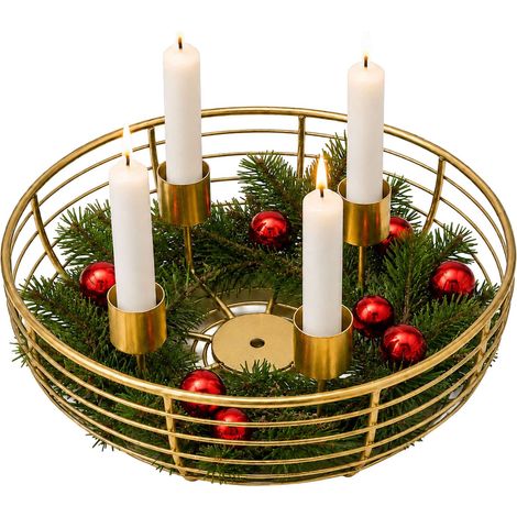 Gold Metal Wire Advent Wreath - 20.5 cm Steel Holder (1/5)