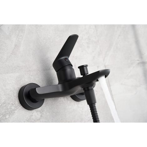 Imex - Grifo Monomando Ducha y Bañera Negro Serie Bélgica