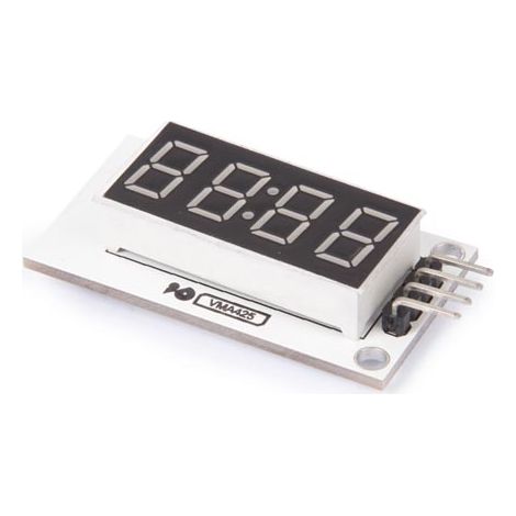 Whadda Pantalla de Siete segmentos de 4 dígitos con Controlador TM1637, Ideal para Relojes, temporizadores y contadores, ensamblaje fácil (1/3)