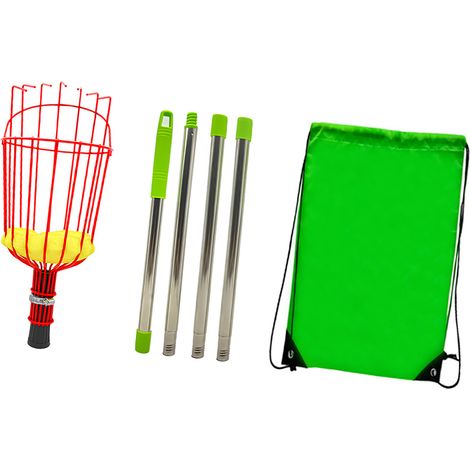 Cueille-fruits avec panier, perche télescopique en acier inoxydable, outil idéal pour cueillir avocats, glands, citrons, poires et mangues. Longueur : 1,6 m. Comprend 4 tiges de 80 à 160 cm. (1/5)