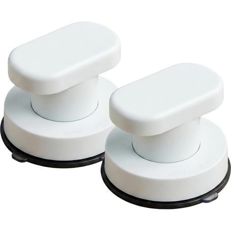 Poignées de porte ventouses pour fenêtre, balcon et terrasse - Poignées puissantes pour tiroirs et abattants - Poignée mobile avec ventouse - Blanc (1/5)