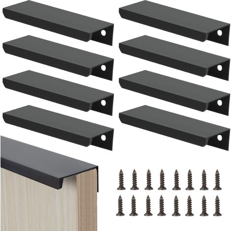 Poignées de Meubles Noir Invisible 80mm pour Armoire et Cuisine - 8 Pièces avec Vis pour Porte et Tiroirs (1/5)