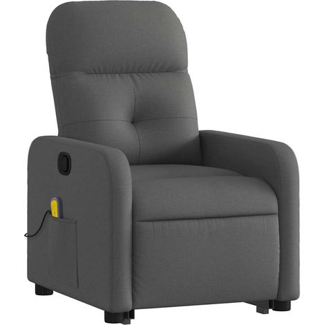Poltrona relax TV funzione massaggio reclinabile 6 punti massaggio in tessuto grigio scuro DEC026953