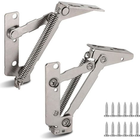 1 paire de Charnière Relevable Porte Placard 80°, Charniere à Ressort avec 12 Vis (Capacité de Charge 4 kg) (1/5)