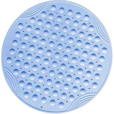 Runde, rutschfeste Duschmatte mit Saugnäpfen, maschinenwaschbar, blau