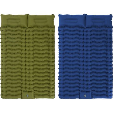 Aufblasbare Outdoor-Matte, militärgrüne Picknickmatte, Campingmatte, tragbares Luftkissen 200 x 140 x 10 cm