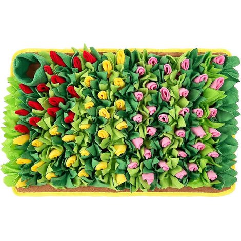Alfombra de búsqueda de alimento para gatos y perros, mantel individual con comedero lento y flores coloridas, juguete interactivo para mascotas. (1/5)