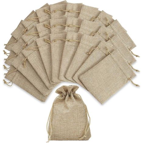 Lot de 24 pochettes cadeaux en jute, petites pochettes en lin de 7 x 9 cm, parfaites pour les bijoux, les mariages et les fêtes de Noël