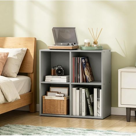 MEUBLIV Estantería librería de 4 compartimentos gris de madera, compacta y abierta (1/5)