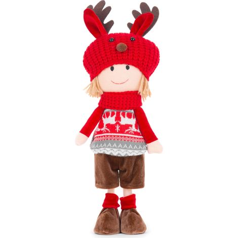 Dekoration MagicHome Weihnachten, Junge mit rot-grauer Mütze, 42 cm (1/2)