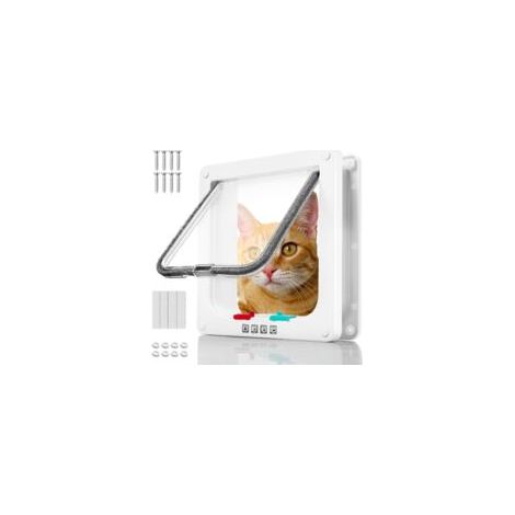 ABS Acrylique Chatiere pour Chat, Chatières pour Chien Intérieure, Porte Chats Baie Vitrée Coulissante, Portes Chat avec Magnétique à 4 Voies, Cats Gateway, pour Animauxs de Compagnie, Blanc - Crezuo