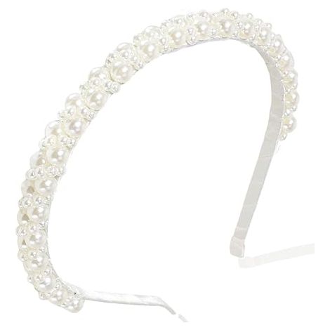 Bandeaux à perles tendance pour femmes et filles, bandeaux blancs en fausses perles, jolis bandeaux à perles, accessoires de coiffure pour mariées, fêtes et mariages. (1/5)