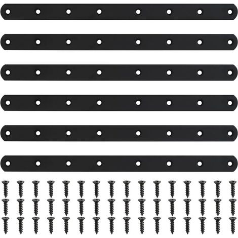 Stück schwarze Lochplatten, Metallverbinder, Verbinder für Holzplanken, Reparaturplatten, flache Eckverbinder mit 48 Schrauben für Möbel, Schränke und Regale, 295 x 20 x 3 mm