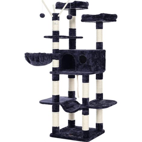 FEANDREA Arbre à Chat XXL, Tour de Jeux 164 cm, Gris Anthracite