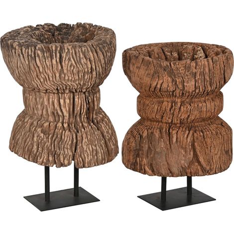 Sculpture élégante terracotta en bois pour intérieur - Marron terracotta naturel