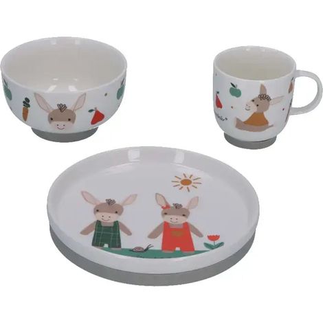 [NEUWERTIG] B-Ware Sterntaler Geschirrset Kinderset Porzellan Teller Schale Tasse Emmi Garden 3 Tlg