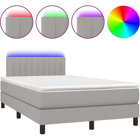 Maison Exclusive - Cama box spring con colchón tela y LED gris cl