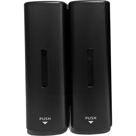 Soavoa Distributeur Savon Mural YW-212 Double Réservoir 350ml Étanche Sans Perçage pour Salle de Bain et Cuisine Design Gris (1/4)