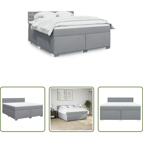 vidaXL Taschenfedern - Boxspringbett mit Matratze Hellgrau 180x200 cm Stoff (1/5)