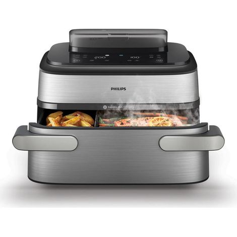 Philips NA565-02 Serie 5000 Friggitrice ad aria 9.5 L 2750 W 28 programmi Vapore SteamClean Touch colore Nero Argento