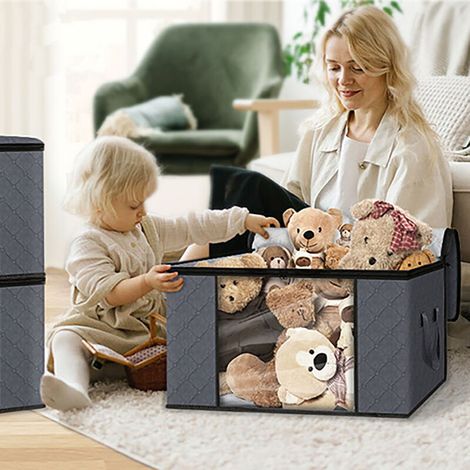 Jusch – Lot de 6 boîtes de rangement pliables 60L – Tissu épais, poignées renforcées – Dimensions 55x35x32 cm – Pour vêtements, jouets, draps