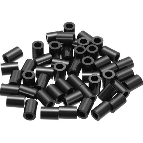 50Pcs Entretoise ABS M4 x 7mm OD x 10mm L Rondelles d'Espacement Rondes en Plastique Noir, Écrou d'Écartement Non Fileté pour Vis, Boulons, Prise Électrique (1/5)