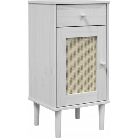 Bedside Cabinet SENJA Rattan Look White 40x35x80 cm Solid Wood Pine vidaXL