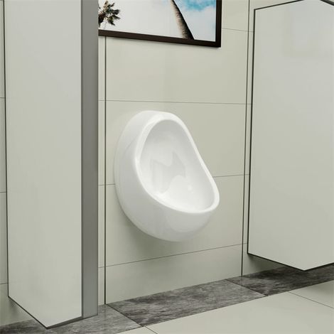Jinlefu – Urinoir suspendu céramique blanc – Valve de chasse d'eau – Dimensions 36 x 32 x 48 cm – Drain profond pour éclaboussures réduites (1/5)