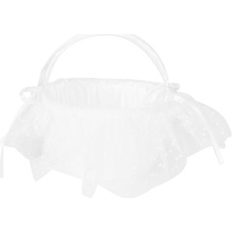 Panier à fleurs en dentelle blanche. panier romantique. bonbonnière. décoration de cérémonie de mariage 5709 Panier à fleurs L (1/4)