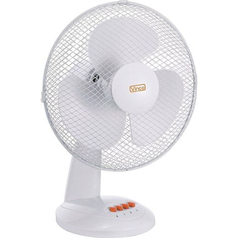 Ventilatore da tavolo a 3 velocità a grande portata, con telaio in metallo Colore bianco