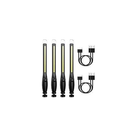 Lot de 4 baladeuses LED rechargeable, magnétique Lampe atelier, garage, avec support et aimant pour une installation facile