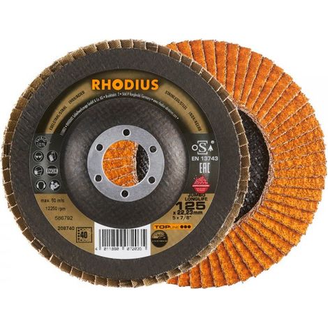 DISCOS DE LÁMINAS DE ACERO INOXIDABLE JUMBO LONGLIFE.RHODIUS - DIAM. 125X22.23 GR.40