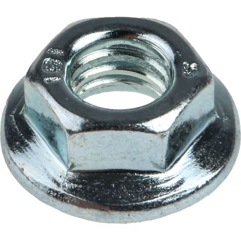 Ecrou hexagonal à collerette de diamètre 11.8mm, M5, Acier Galvanisé brillant ( Prix pour Sachet de 100 )