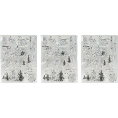 Lot de 3 blocs de tampons transparents, pochoirs à découper, motifs animaux hivernaux pour scrapbooking, décoration de cartes et journaling. (1/5)
