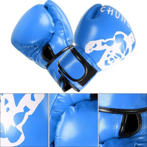 1 Paire de Gants de Combat Sanda, Équipement d'Arts Martiaux pour Entraînement Adultes Enfants, Bleu
